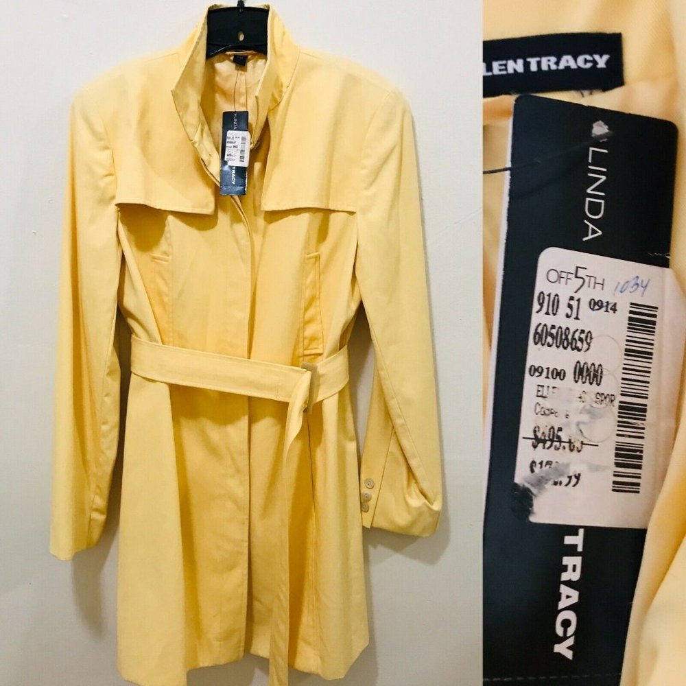 Linda Ellen Trench Coat Yellow Single Breast 10